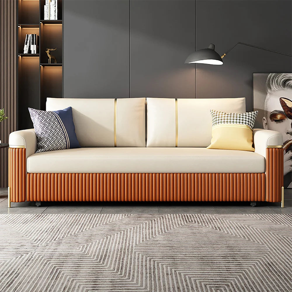 🔥 [FREE SHIPPING] Leath-aire Sleeper Sofa with Trundle