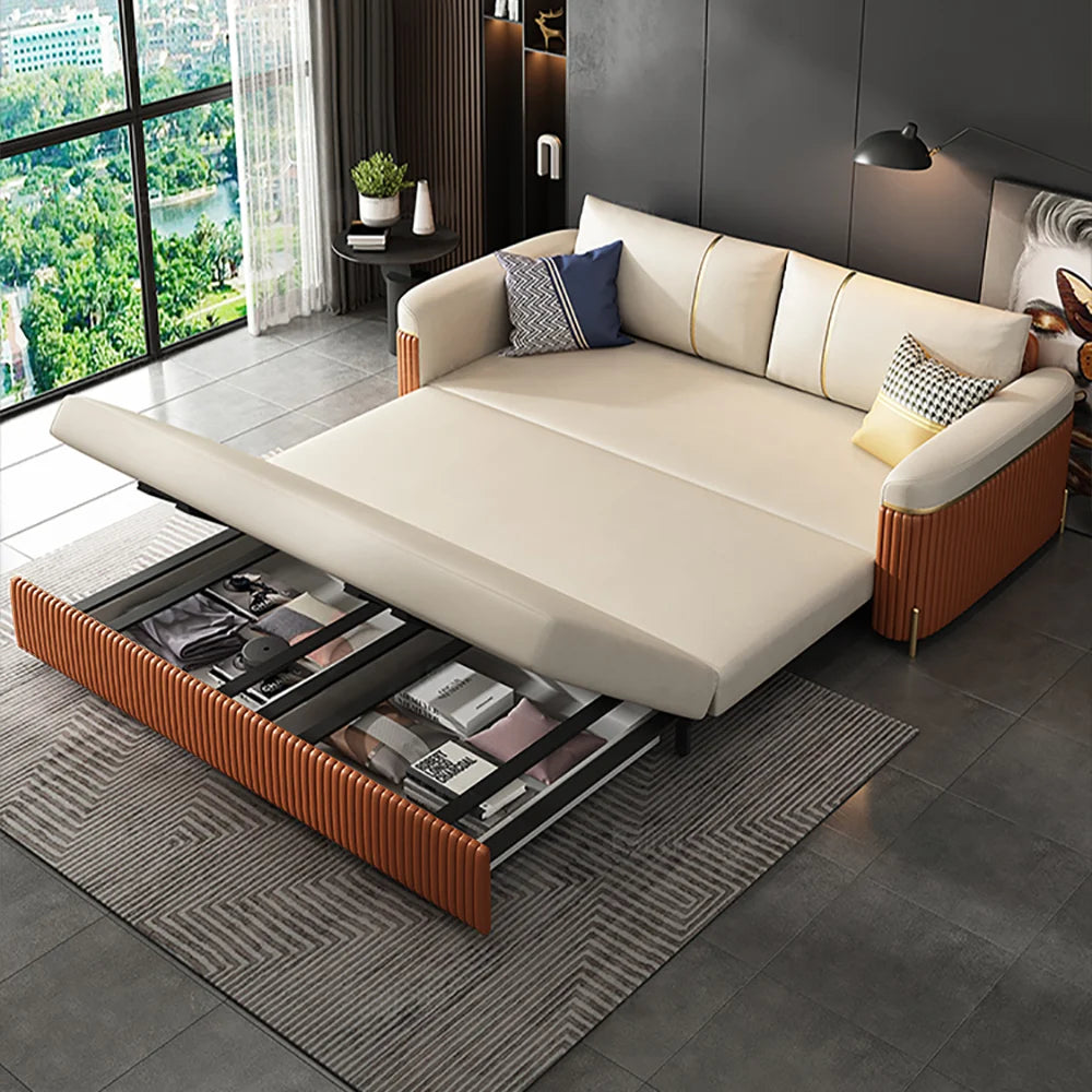 🔥 [FREE SHIPPING] Leath-aire Sleeper Sofa with Trundle