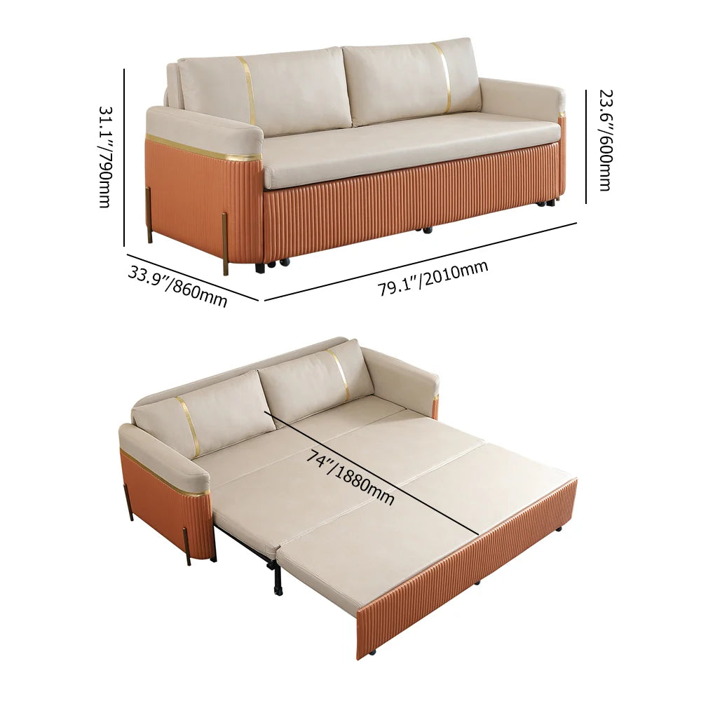 🔥 [FREE SHIPPING] Leath-aire Sleeper Sofa with Trundle